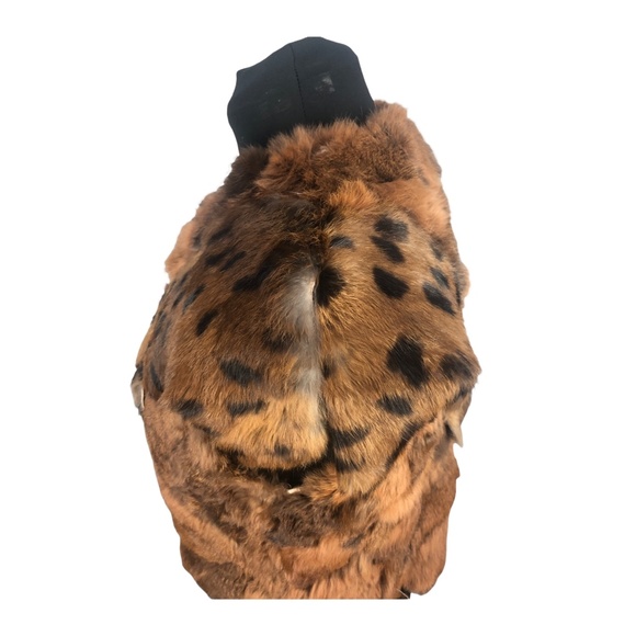 VTG Brown Spotted GDT TOO Rabbit Fur Festival Vest - Picture 7 of 15